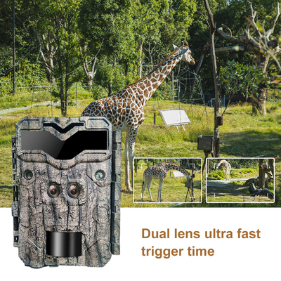 KW698A câmera de rastreamento de caça de animais selvagens de duas lentes 2 sensores câmera de reconhecimento 4K câmera de jogos fácil de navegar simples de usar