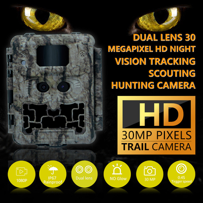 KW591 Câmera de caça ao ar livre sem brilho Dual sensor 1080P FHD Câmera de caça noturna viison CMOS dupla lente