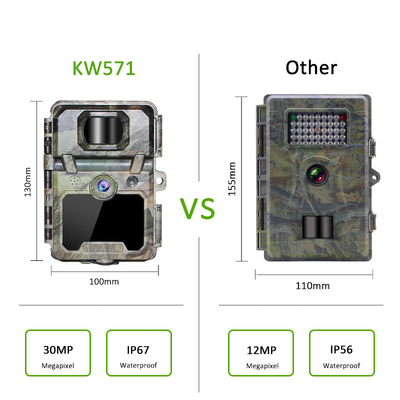 KW571 Fábrica OEM ODM Mini Wildlife Scouting Timelapse Trail Camera IP67 Sensor CMOS sem brilho e memória SD Visão noturna