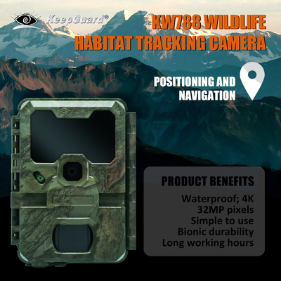 KW788 Trail Camera câmera de caça impermeável 0.1s gatilho 4K visão noturna 32MP câmera infravermelha impermeável