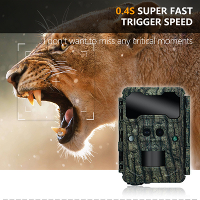 Câmera de caça ao ar livre KW696 de dupla lente 30MP à prova d'água IP67 visão noturna 1080p até 512GB de armazenamento câmera de trilha sem brilho