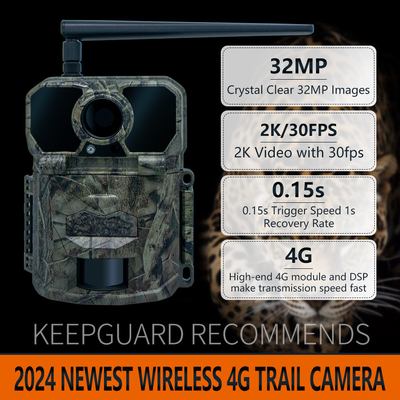 2024 A mais recente câmara de teste sem fio 4G KW896 30MP 0,15s velocidade do gatilho 100ft alcance noturno IP65 à prova d'água câmara de caça