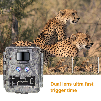 Câmera de caça KW591 sensores duplos sem brilho 1080P impermeável IP67 0,4s velocidade de disparo até 512GB de armazenamento Câmera de caça
