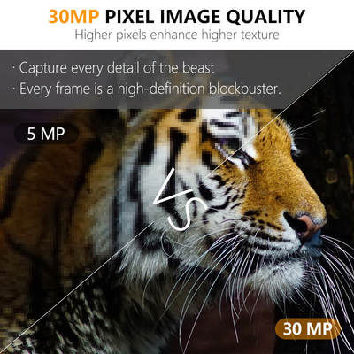Câmera de trilha LED sem brilho de 30MP para jogos de caça de visão noturna com vídeo 1080P e capacidade de cartão de memória de 512 GB