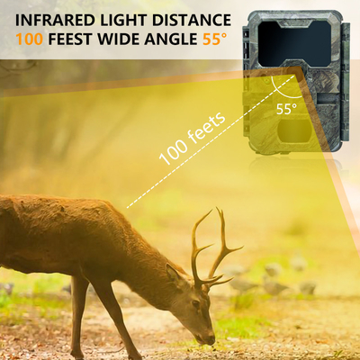 Câmera de caça KW788 impermeável IP65 vídeo 4K com 30fps 32MP 0.25s velocidade de gatilho até 512GB de armazenamento para pesquisa de vida selvagem