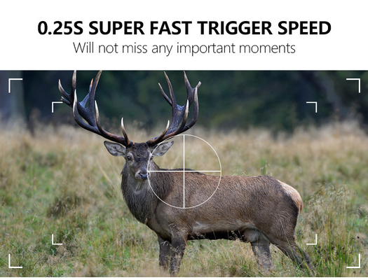 Câmera de trilha KW866 com conexão WIFI 0,25s velocidade de gatilho IP67 à prova d'água até 512GB Armazenamento 32MP 4K a 30fps para buck shot