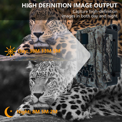 Câmera oculta com lente dupla KW591 impermeável IP67 30MP 1080P 0.4s Velocidade de disparo visão noturna de até 512GB para pesquisa de vida selvagem