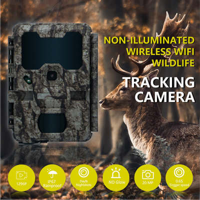 Câmera de caça com conexão WIFI KW865 à prova d'água IP67 alcance de flash IR até 82 pés visão noturna 20MP/1080P para observação de vida selvagem