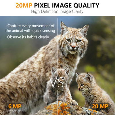 Câmera de caça de trilhas 20MP 1080P Câmera de vida selvagem impermeável IP67 Câmera de jogo e teste até 512GB Armazenamento até 82 pés
