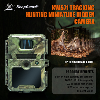 Mini Wireless Wildlife Scouting Camera com 30MP Camuflagem IP66 resistente à água e PIR Função para caça e segurança