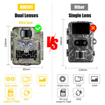 Promoção de vendas 39USD Dual lente/dual sensor Wildlife Game Camera 30MP 1080P No-Glow 940nm Com Sensor Dia e Noite