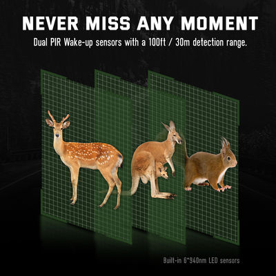 Jogo das câmeras 4K da caça de 32MP Dual Lens HD nenhuma câmera dos animais selvagens do fulgor