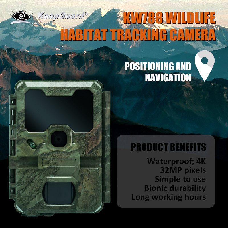 KW788 Wildlife Trail Câmera de caça Câmera à prova d'água 4K 32MP visão noturna Câmera à prova d'água infravermelha Câmera florestal