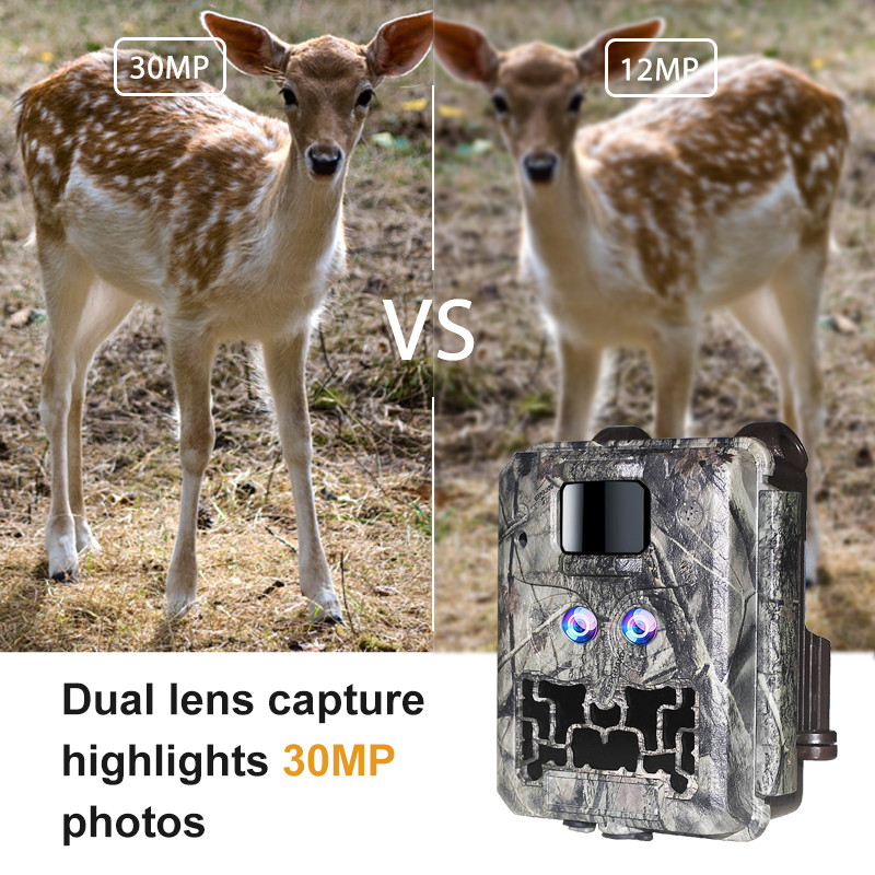 KW591 Câmera de caça ao ar livre sem brilho Dual sensor 1080P FHD Câmera de caça noturna viison CMOS dupla lente
