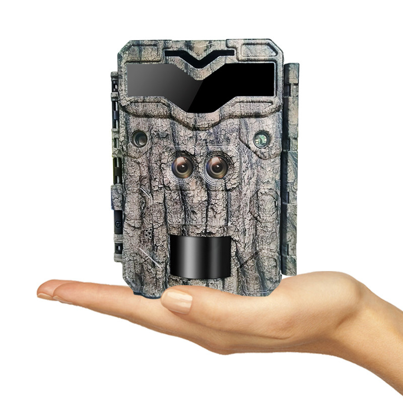 Câmera de caça KW698A de dupla lente 1080P 30MP impermeável IP67 até 512GB de armazenamento visão noturna 0,25s câmera de jogo de gatilho