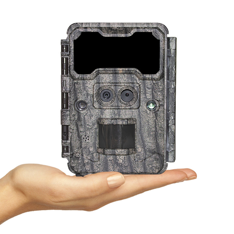 Câmera de caça de lentes duplas KW696 OEM/ODM 0.4s velocidade de resposta 1080P/30MP à prova d'água IP67 100ft alcance noturno para caça de animais selvagens
