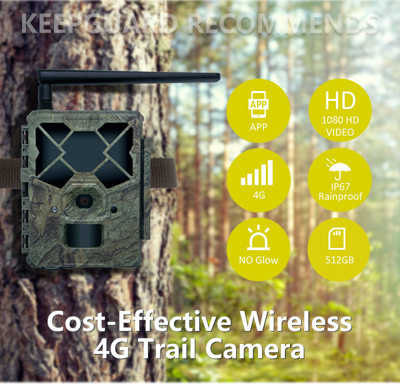 Game&trail Camera 4G KW886 com Antenna Câmera de caça econômica 24MP 1080P Visão noturna 0.1s Tempo de resposta Câmera de jogo